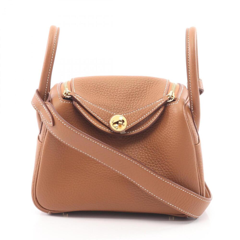 Hermes Lindy Mini Shoulder Bag/Handbag, Leather, Taurillon Clemence, Brown Tone